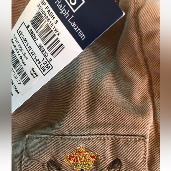 NWT POLO BY RALPH LAUREN SHORTS SIZE 12M~Khaki Tan~UNISEX - Picture 6 of 7